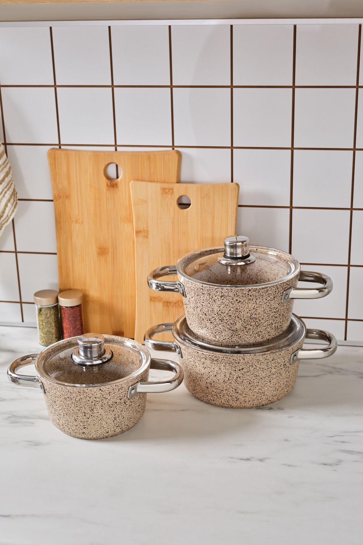 Biogranite Nare 6 Piece Midi Cookware Set Wood