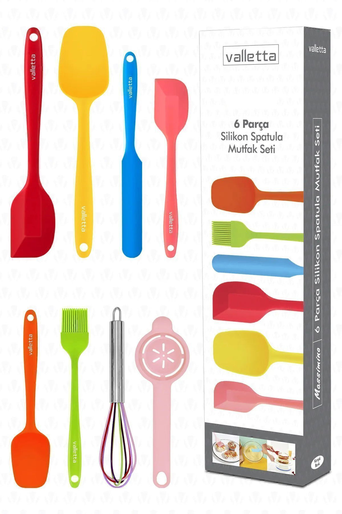 Drongo Heat Resistant Fireproof Non-stick Silicone Spatula Set 8 Pieces Mixed Color