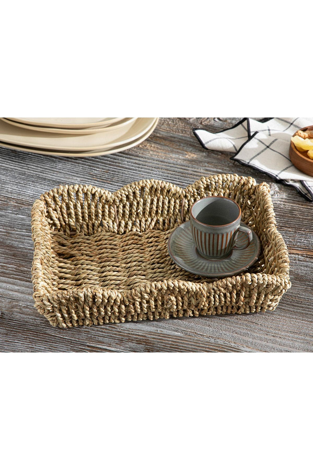 Stacia Wicker Tray 30x20x7,5 Cm Brown