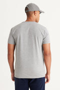 Men's Dark Grey Cotton Slim Fit Slim Fit Crew Neck Basic T-Shirt