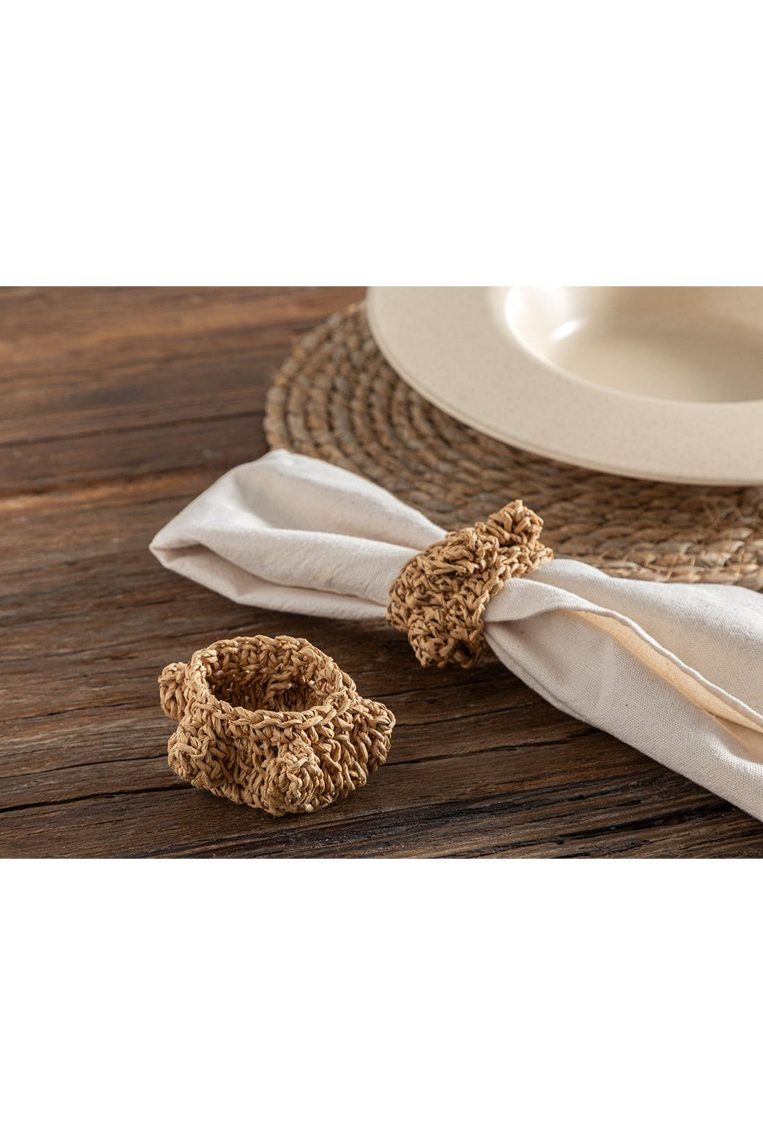 Nathalie Paper Rope 2 Pcs Napkin Ring 6 Cm Natural