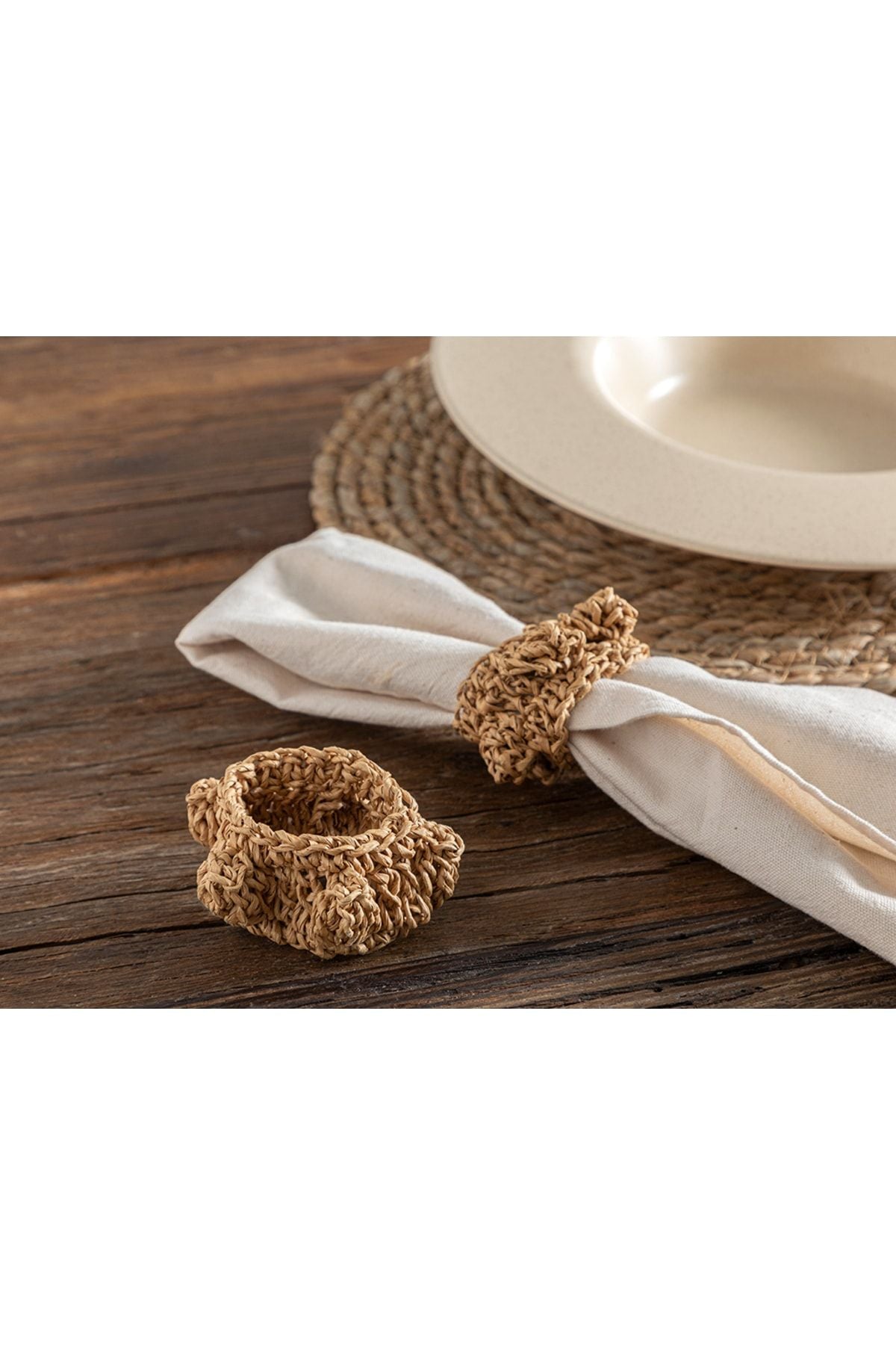 Nathalie Paper Rope 2 Pcs Napkin Ring 6 Cm Natural