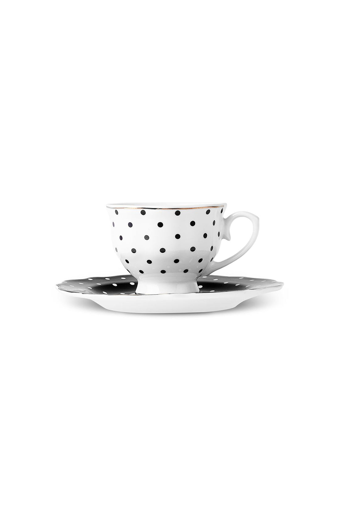 New Romantic Polka Dot Tea Cup 220 ml Black