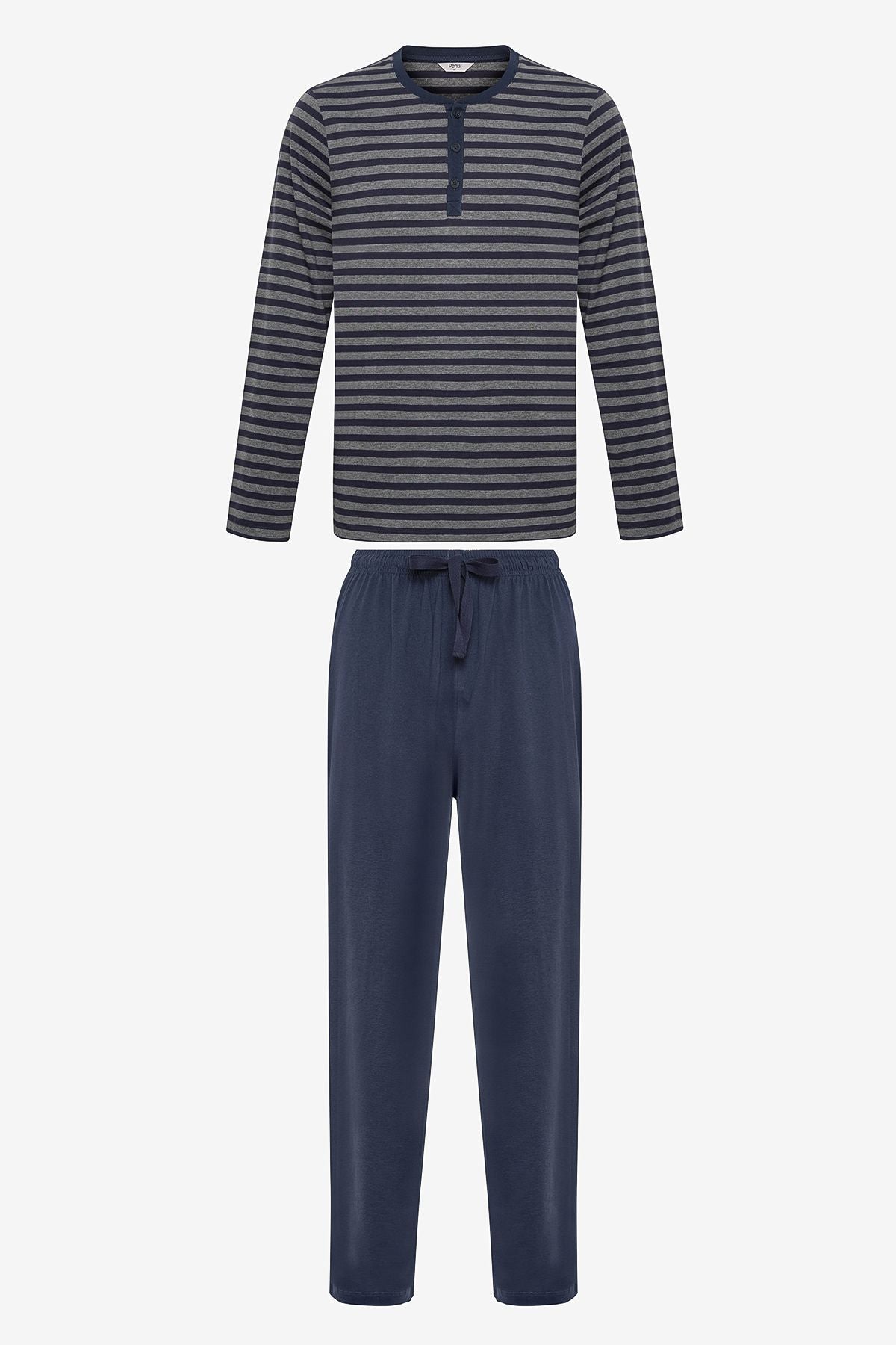 Navy Stripe Navy Blue Pants Pajama Set