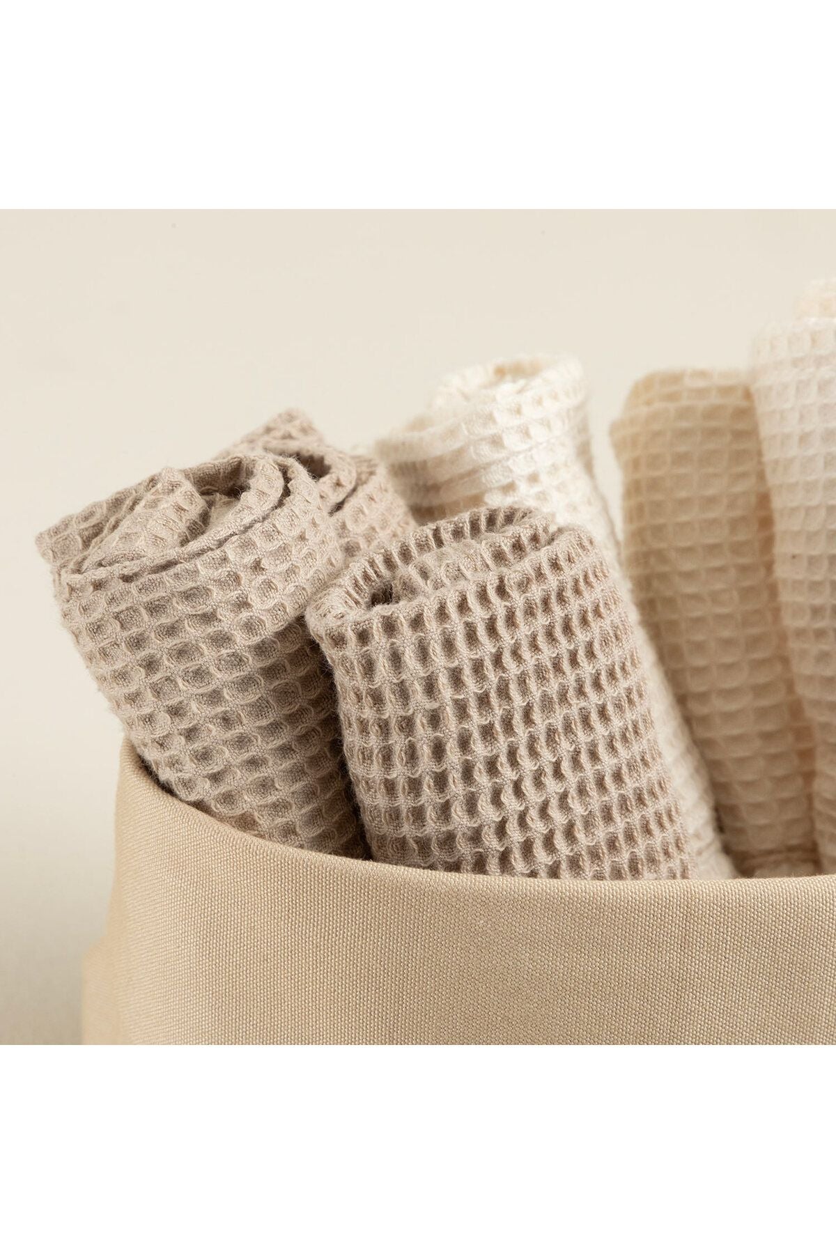 Grid Natural 6 Pcs Hand Towel Set Natural