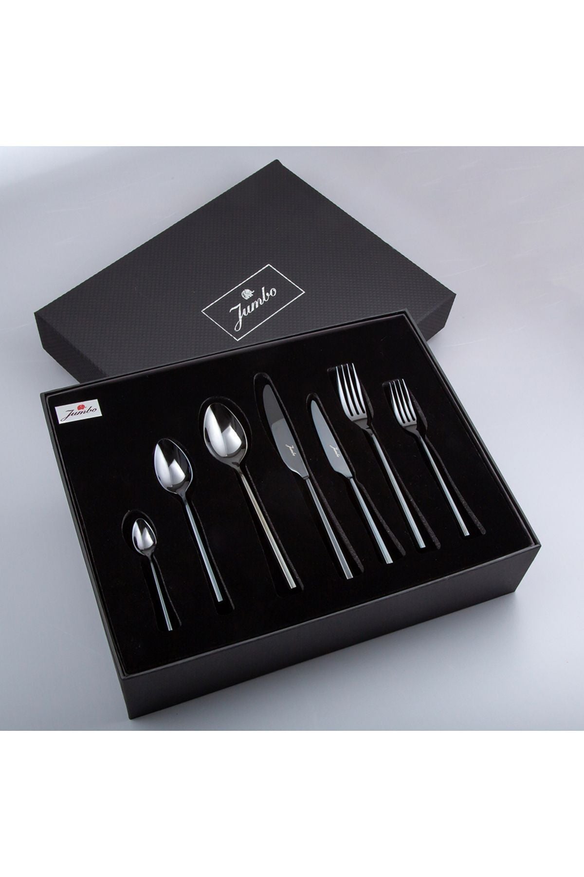 1001 Titanium Black 12 Person 84 Piece Fork Spoons Knife Set