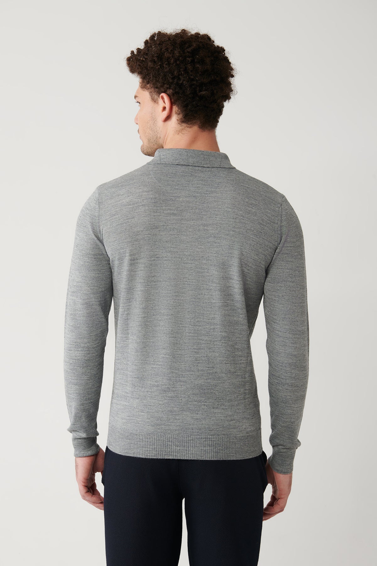 Men's Grey Zipper Wool Blend Striped Knitwear Sweater A32Y5094