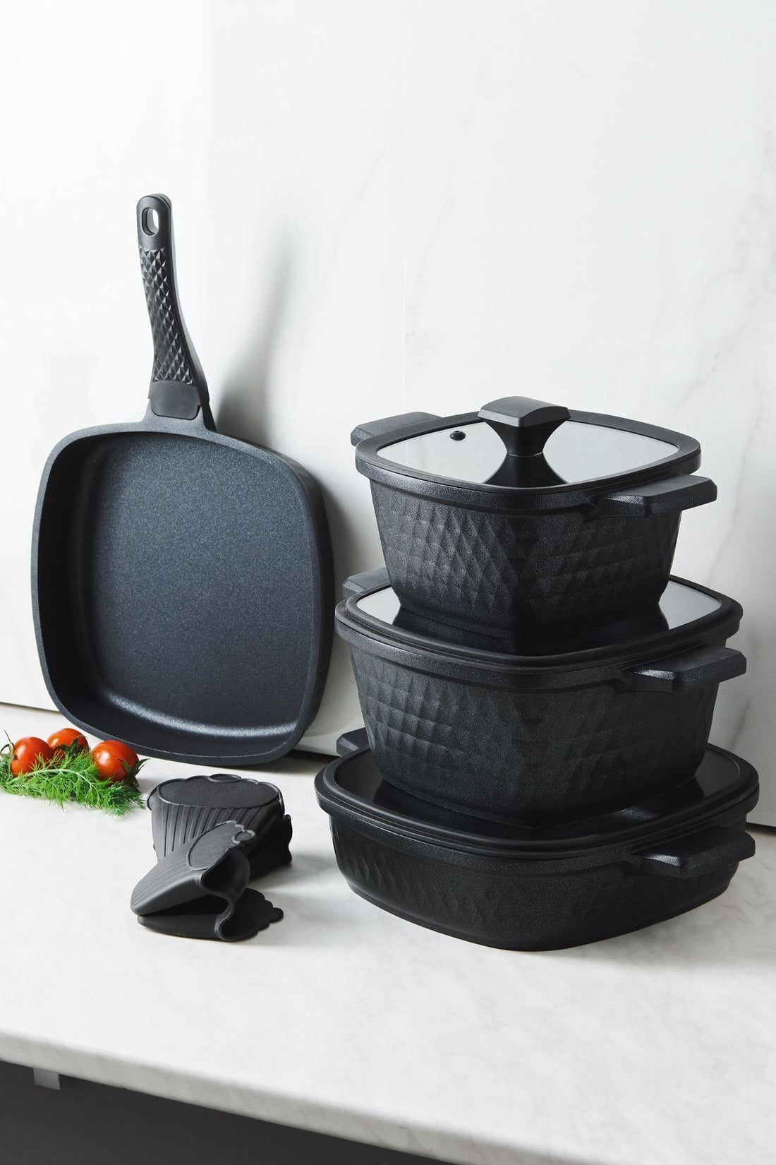 Biodiamond Casting Square 7 Piece Cookware Set