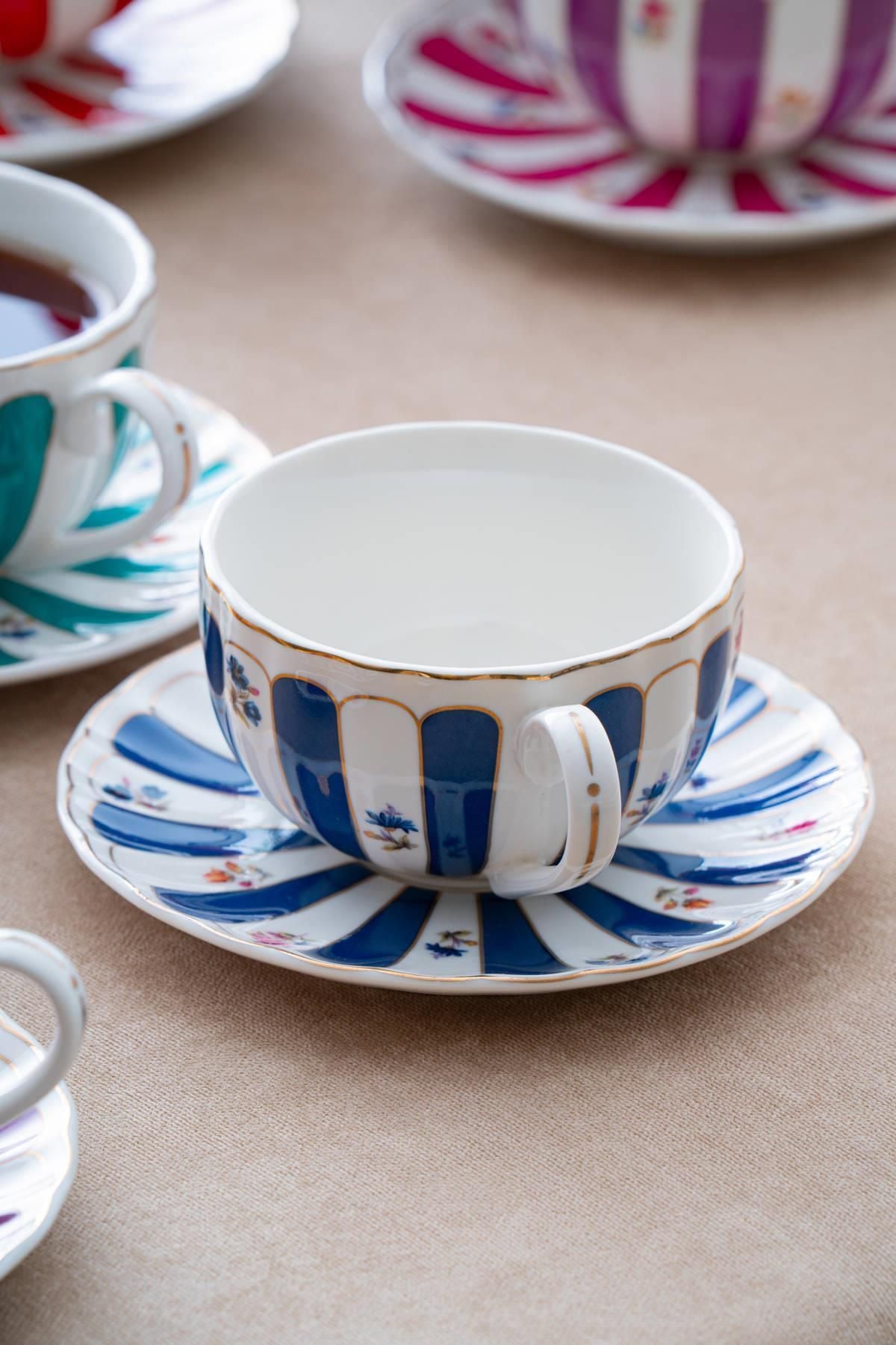 Marlowe Colored Tea Cup Set for 6 Persons - 220 ml