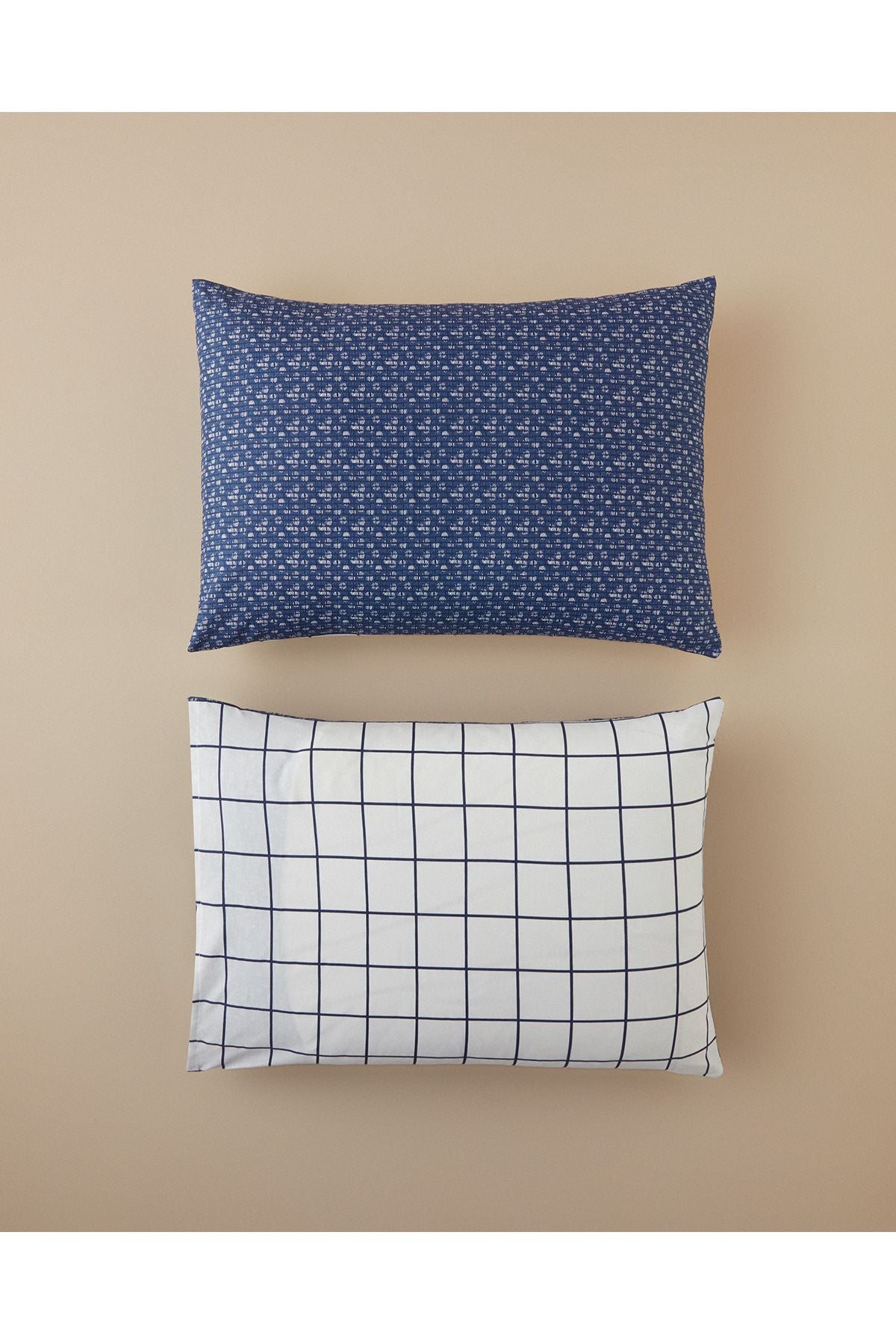 Border Check 2-Pack Pillowcase Navy