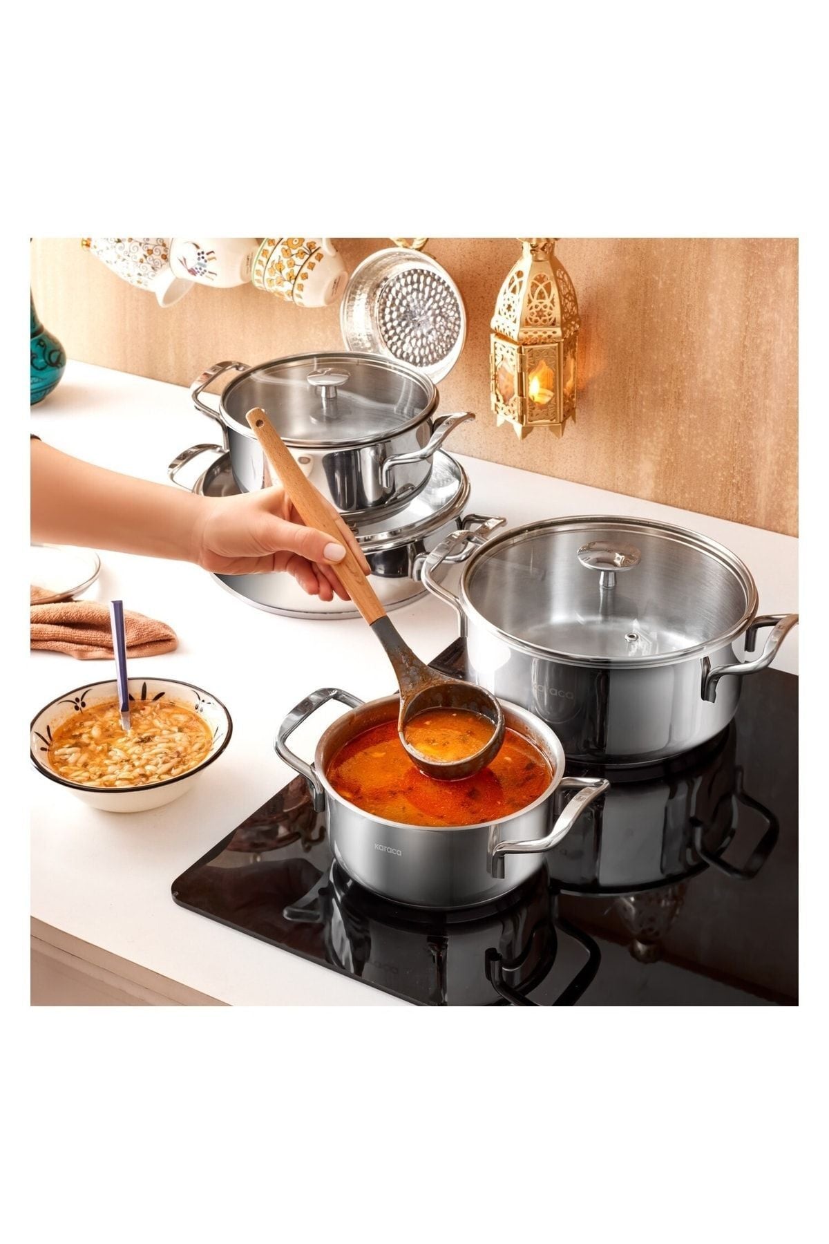 8 Piece Steel Cookware Set with Alaz Induction Base