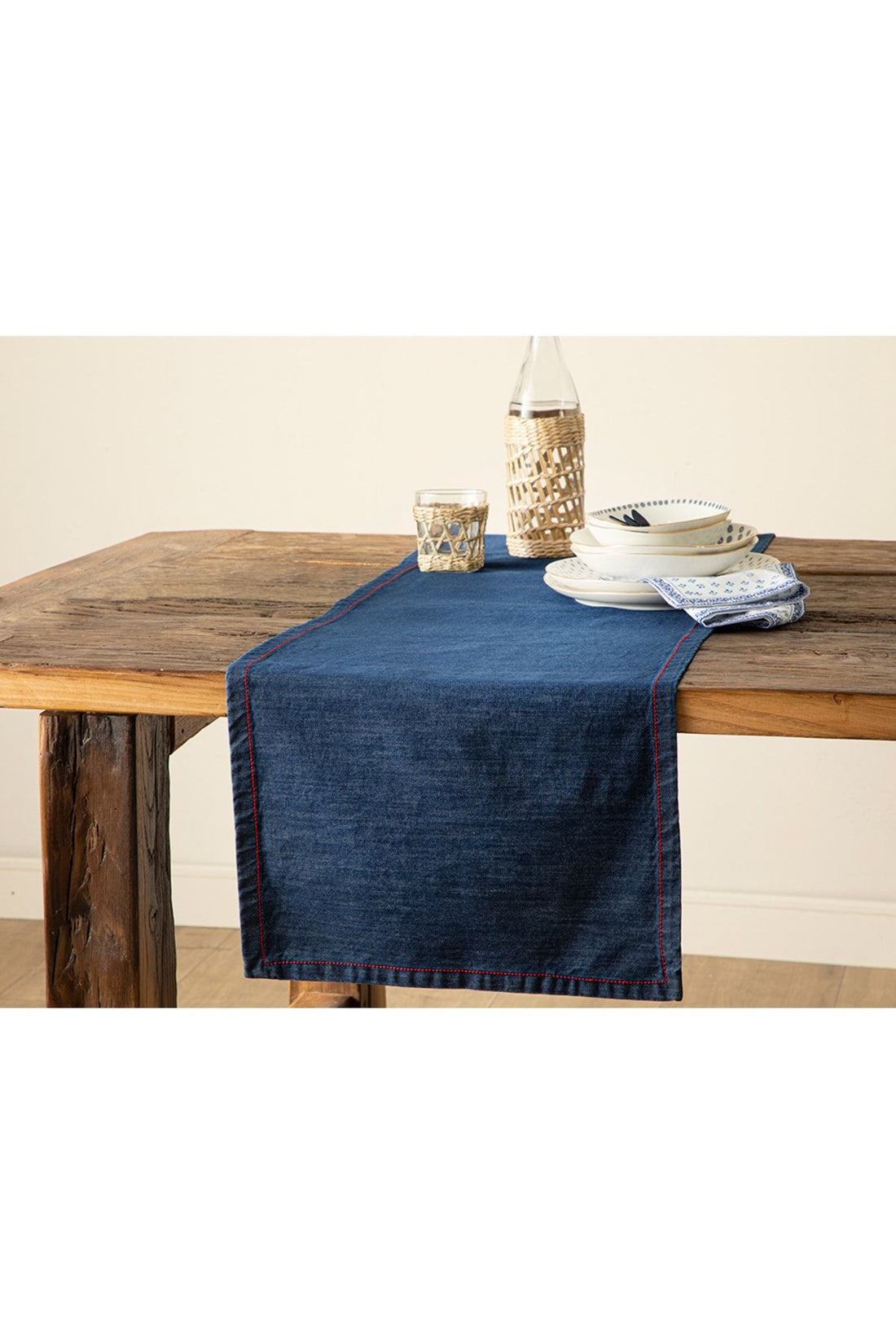 Denim Cotton Runner 40x140 Cm Navy