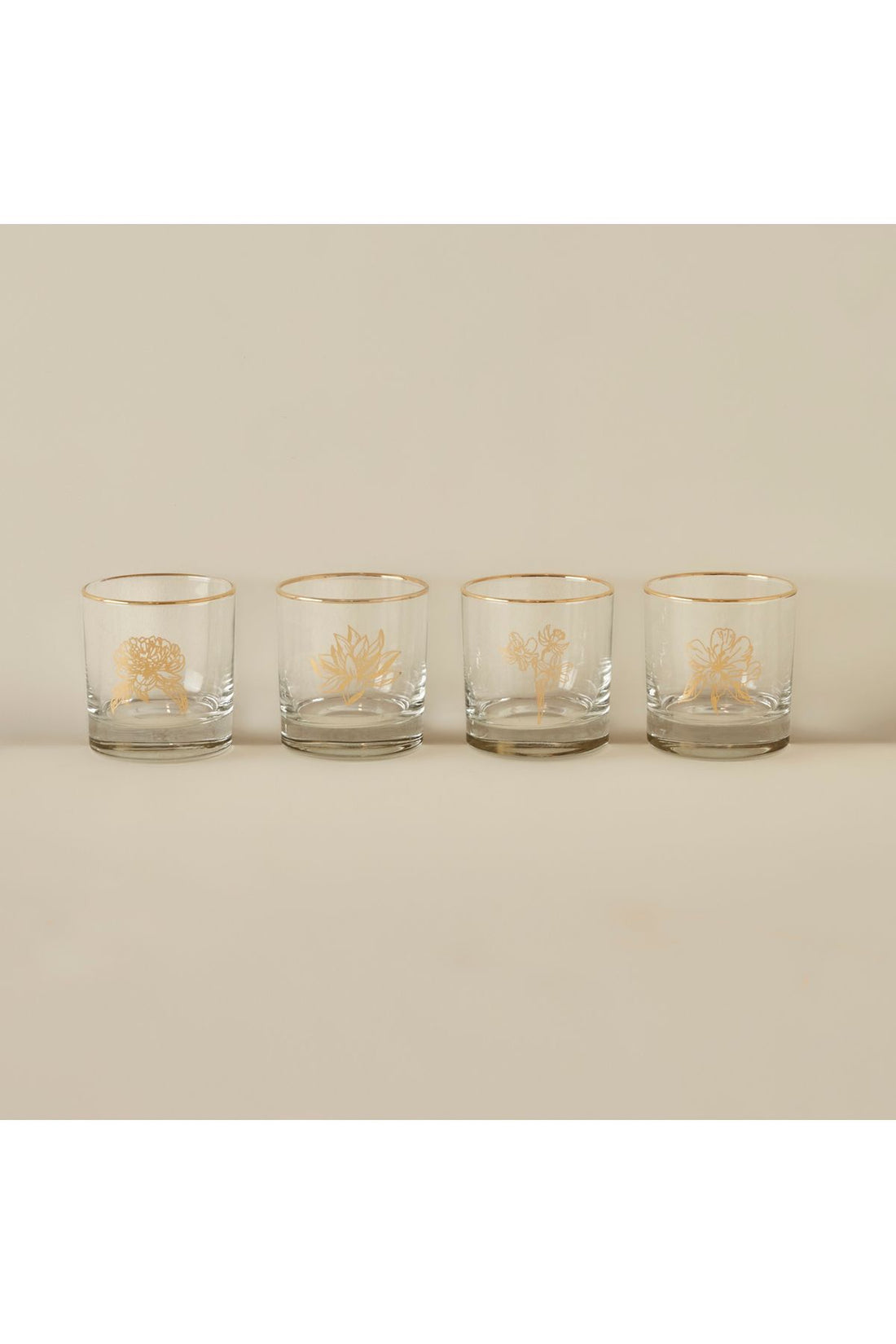 Lucky Flowers Set of 4 Cups Gold (300 cc)