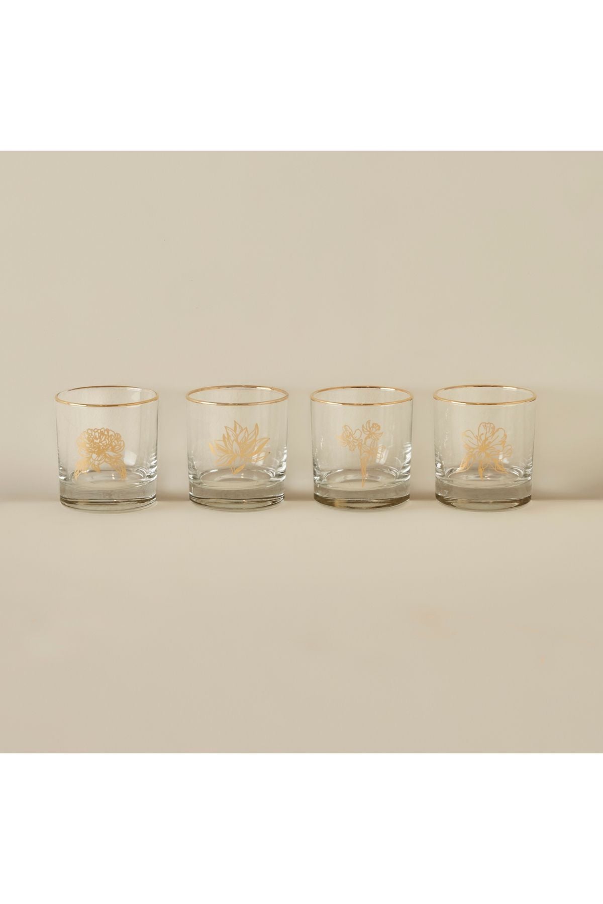 Lucky Flowers Set of 4 Cups Gold (300 cc)