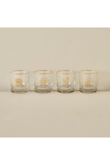 Lucky Flowers Set of 4 Cups Gold (300 cc)