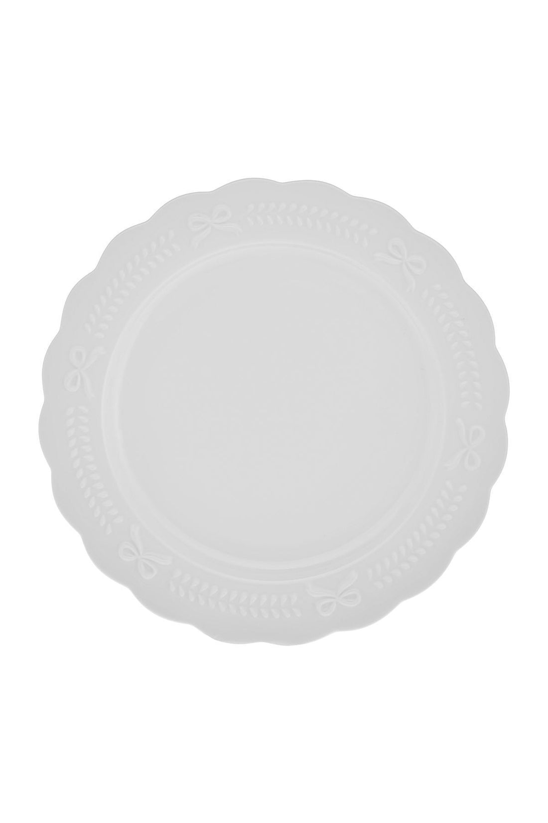 New Year Christmas Embossed Serving Plate 27 Cm White