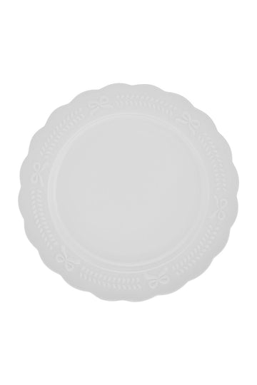 New Year Christmas Embossed Serving Plate 27 Cm White