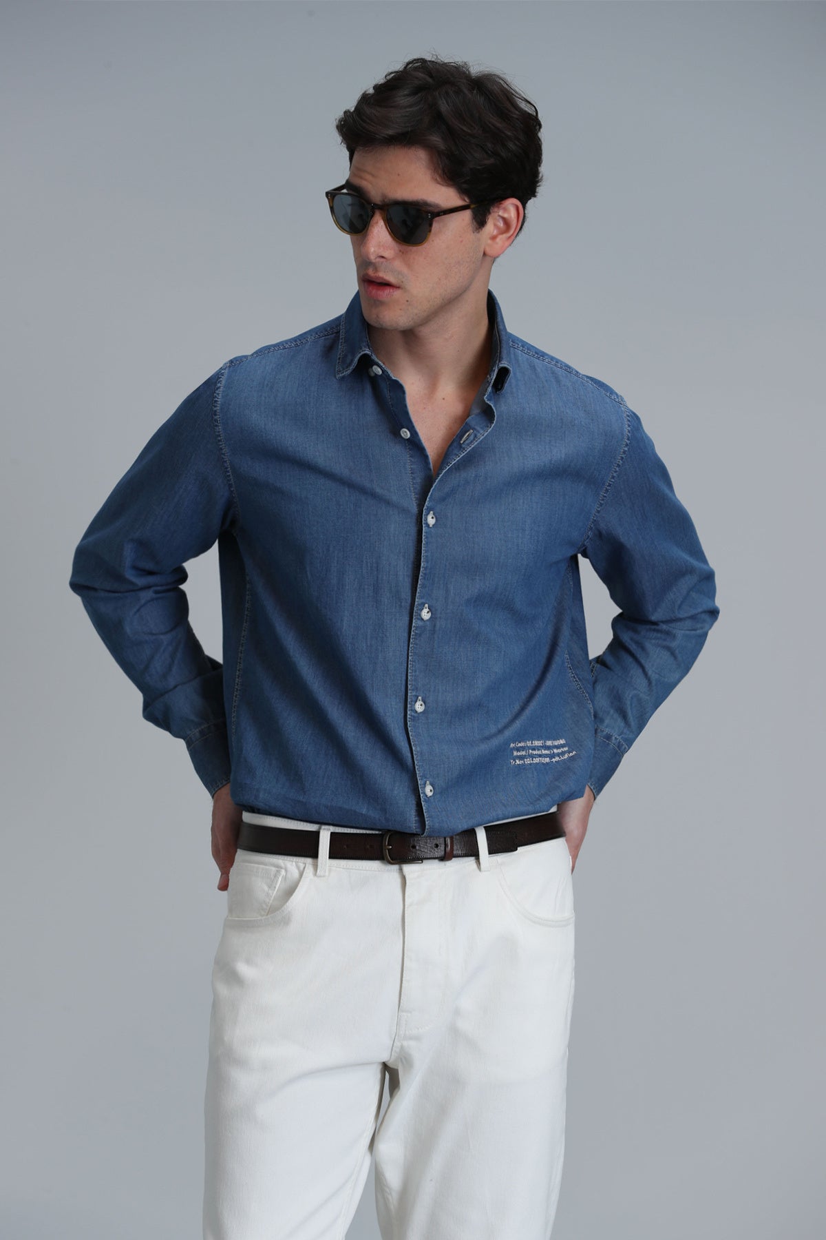 Warter Erkek Basic Gömlek Regular Fit Mavi