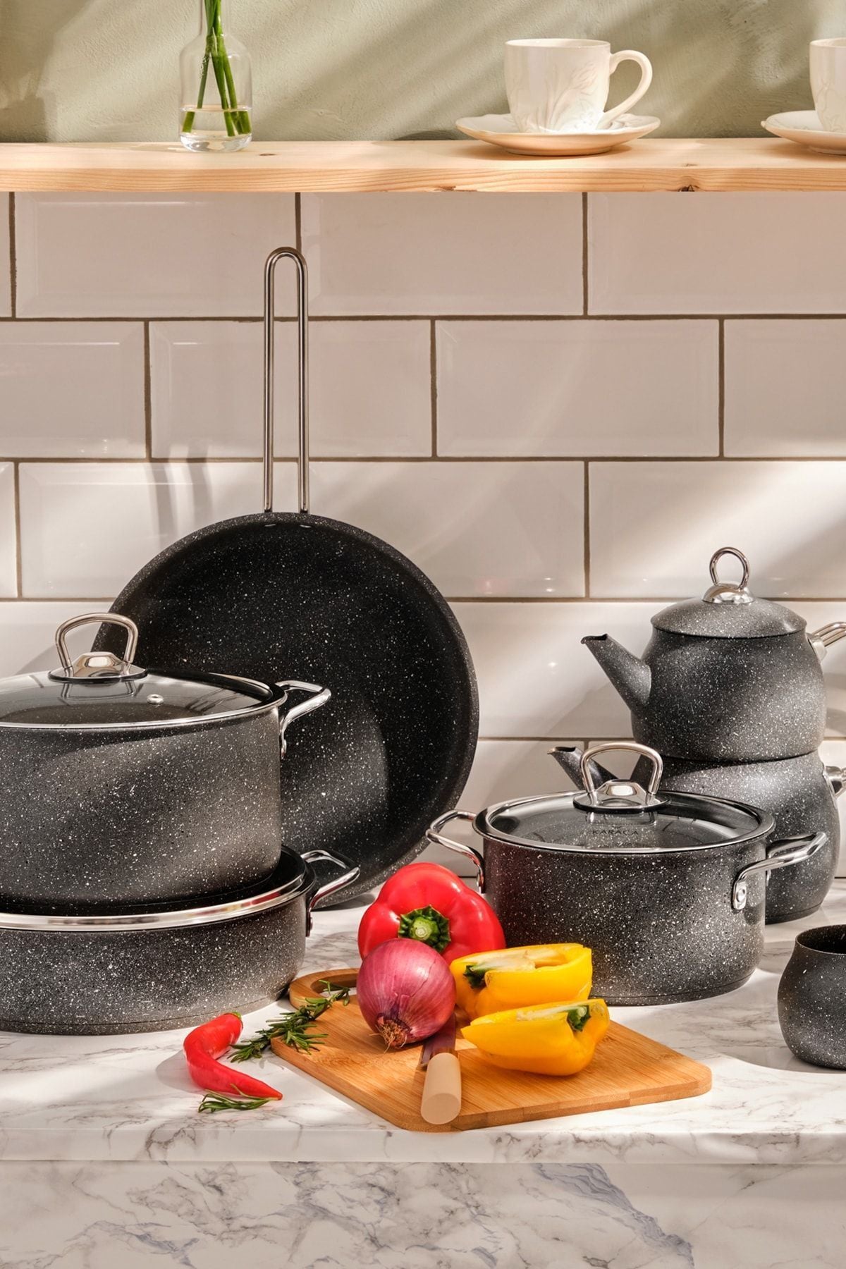 Biogranite Steel Plus 14 Piece Dowry Cookware Set Grey