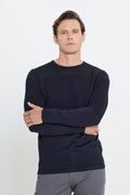 Men's Navy Blue Standard Fit Regular Fit Non-feather Crew Neck Knitwear Sweater