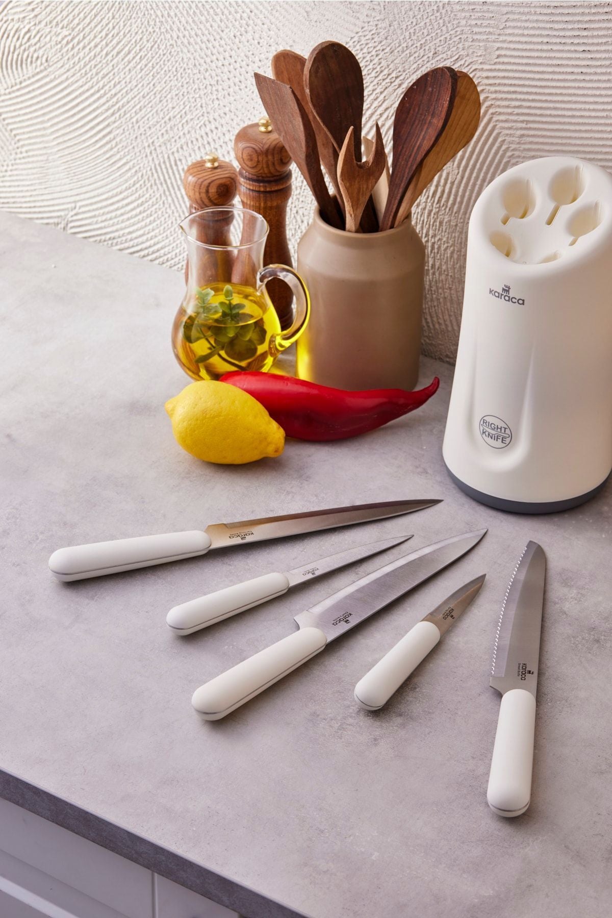 Right Knife Soft Touch 6 Piece Knife Set Cream