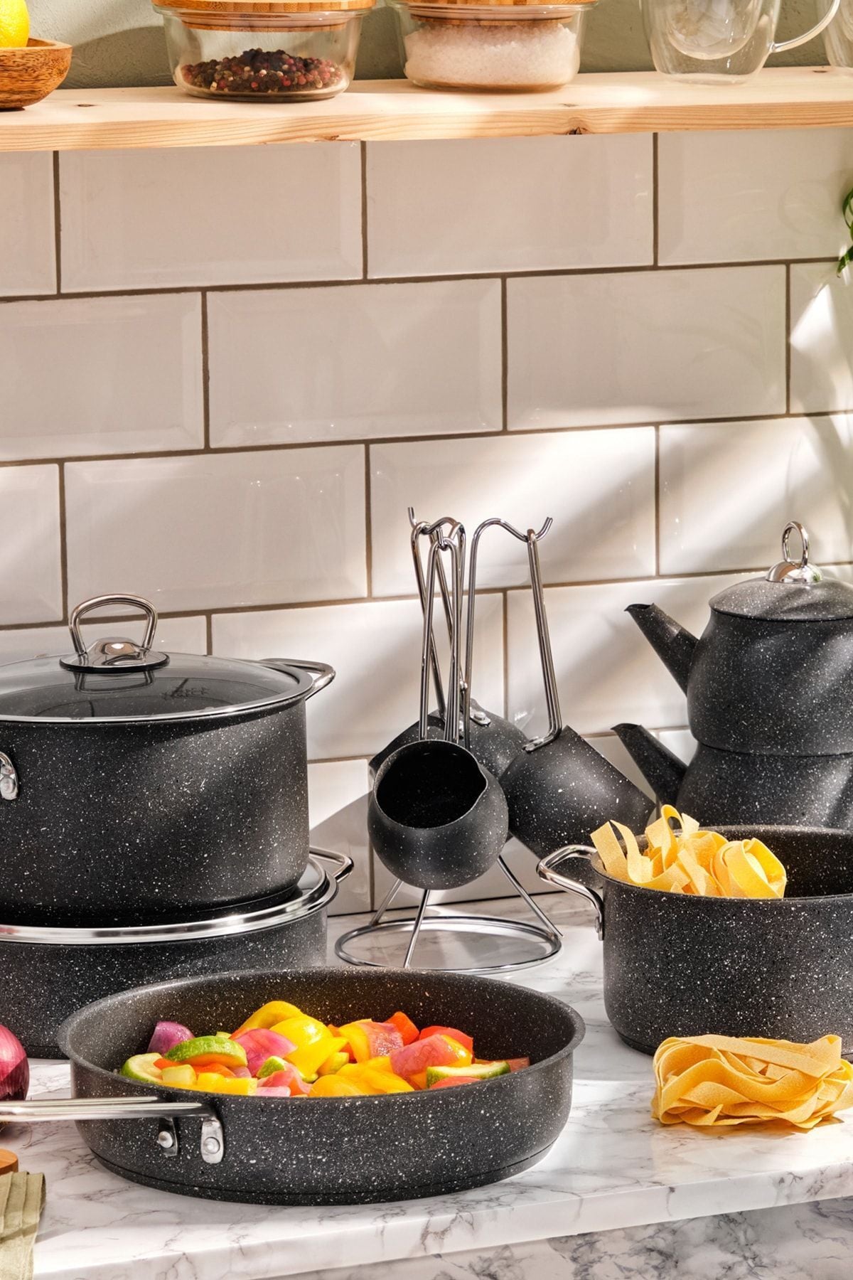 Biogranite Steel Plus 14 Piece Dowry Cookware Set Grey