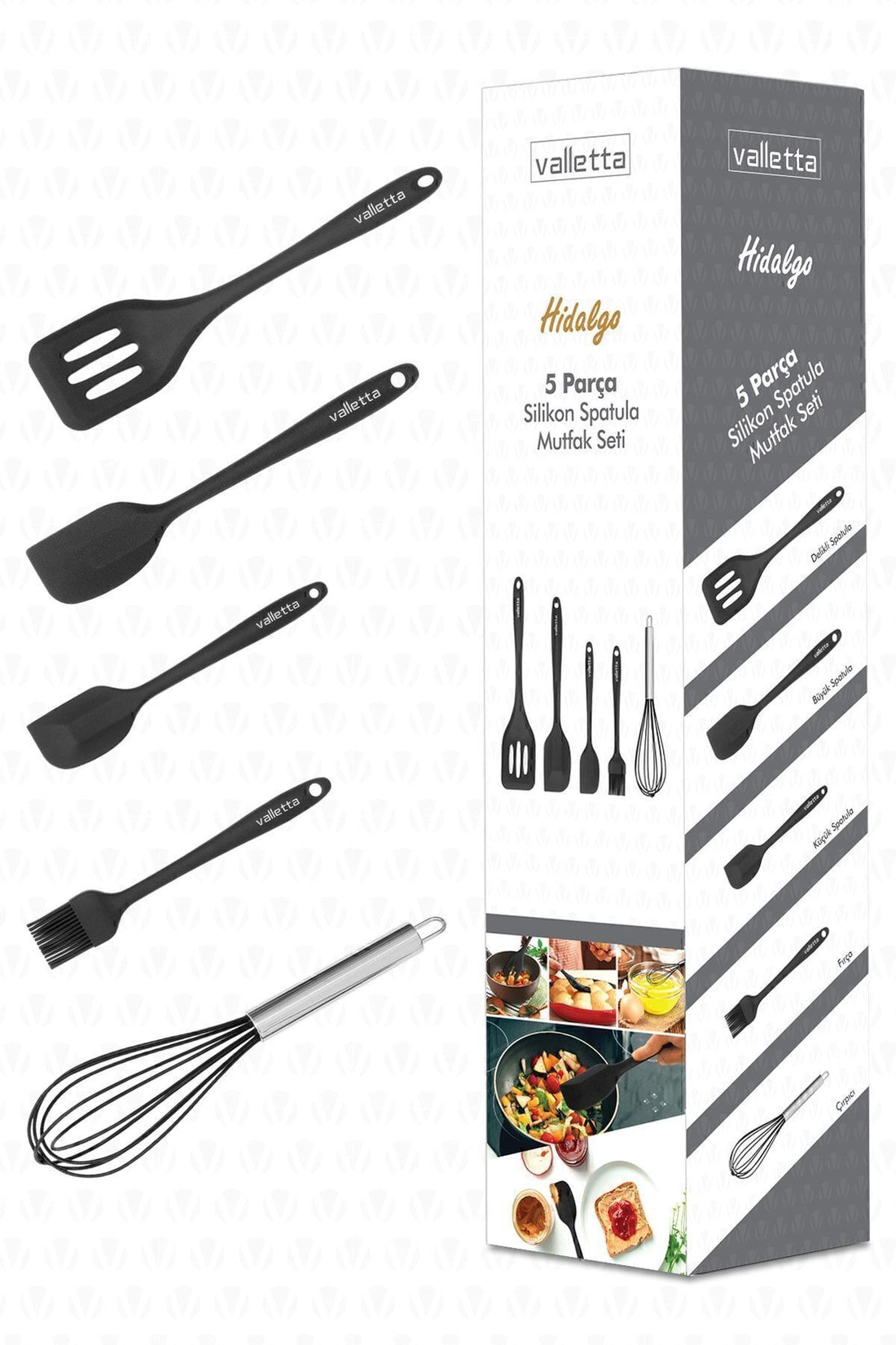 Hidalgo Heat Resistant Fireproof Non-stick 5 Piece Silicone Baking Serving Set Black