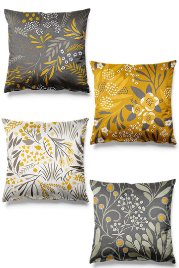 Double Side Printed Smoked Floral Pattern 4-Piece Suede Pillow Case