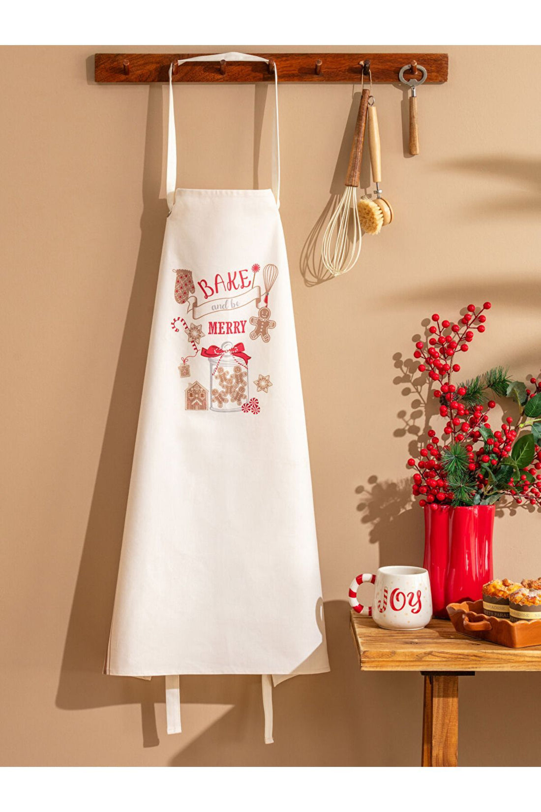 Light Beige Printed Kitchen Apron