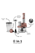 Mastermaid Prosteel Glass Food Processor Long Blender Stand 6 Blades 2500W Black Copper