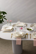 Blaine New Bone 24 Piece 6 Seater Square Dinner Set Gold