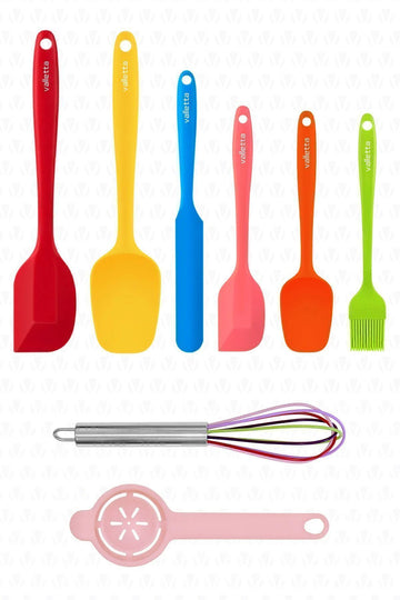 Drongo Heat Resistant Fireproof Non-stick Silicone Spatula Set 8 Pieces Mixed Color