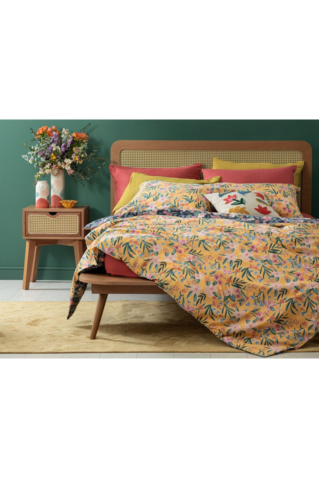 Vivacity Bloom Cotton Single Size Duvet Cover Set 160x220 Cm Yellow