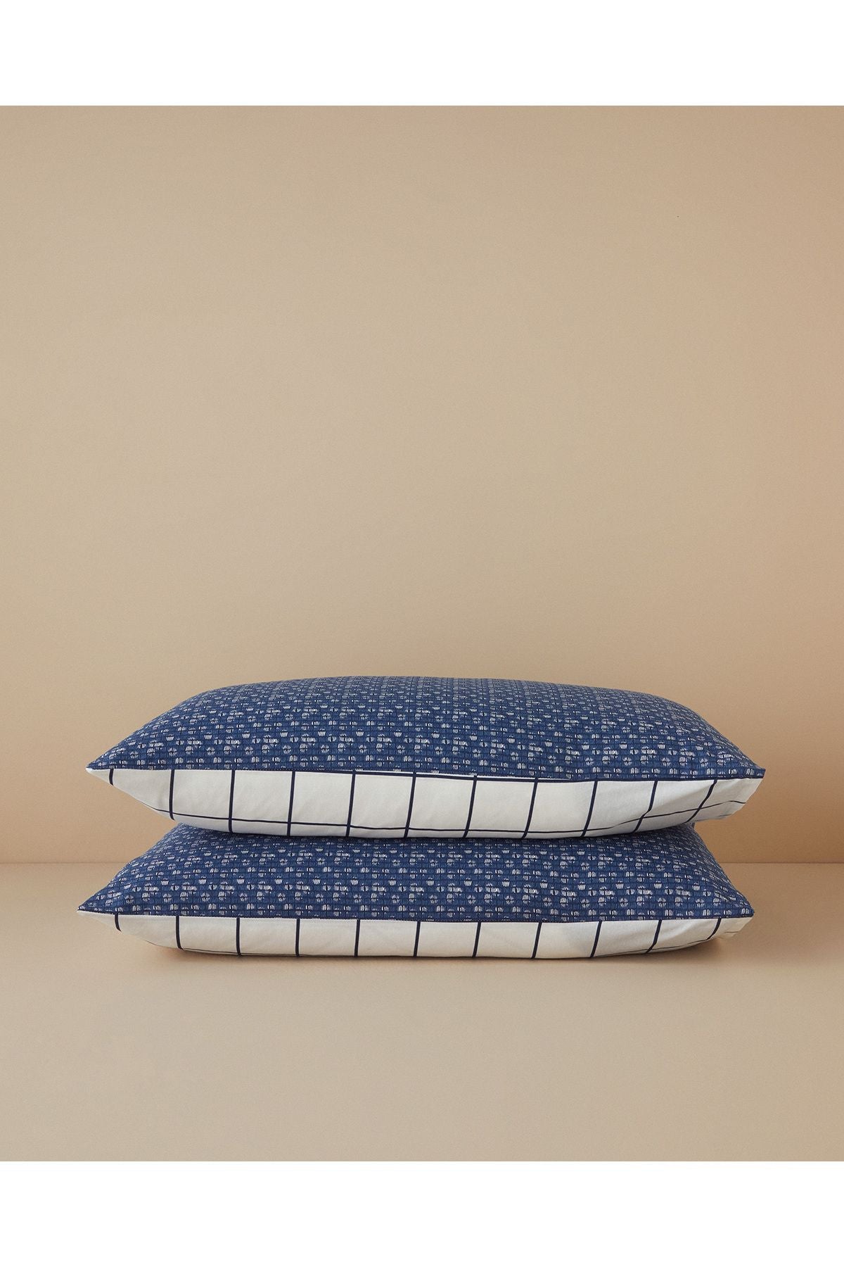 Border Check 2-Pack Pillowcase Navy