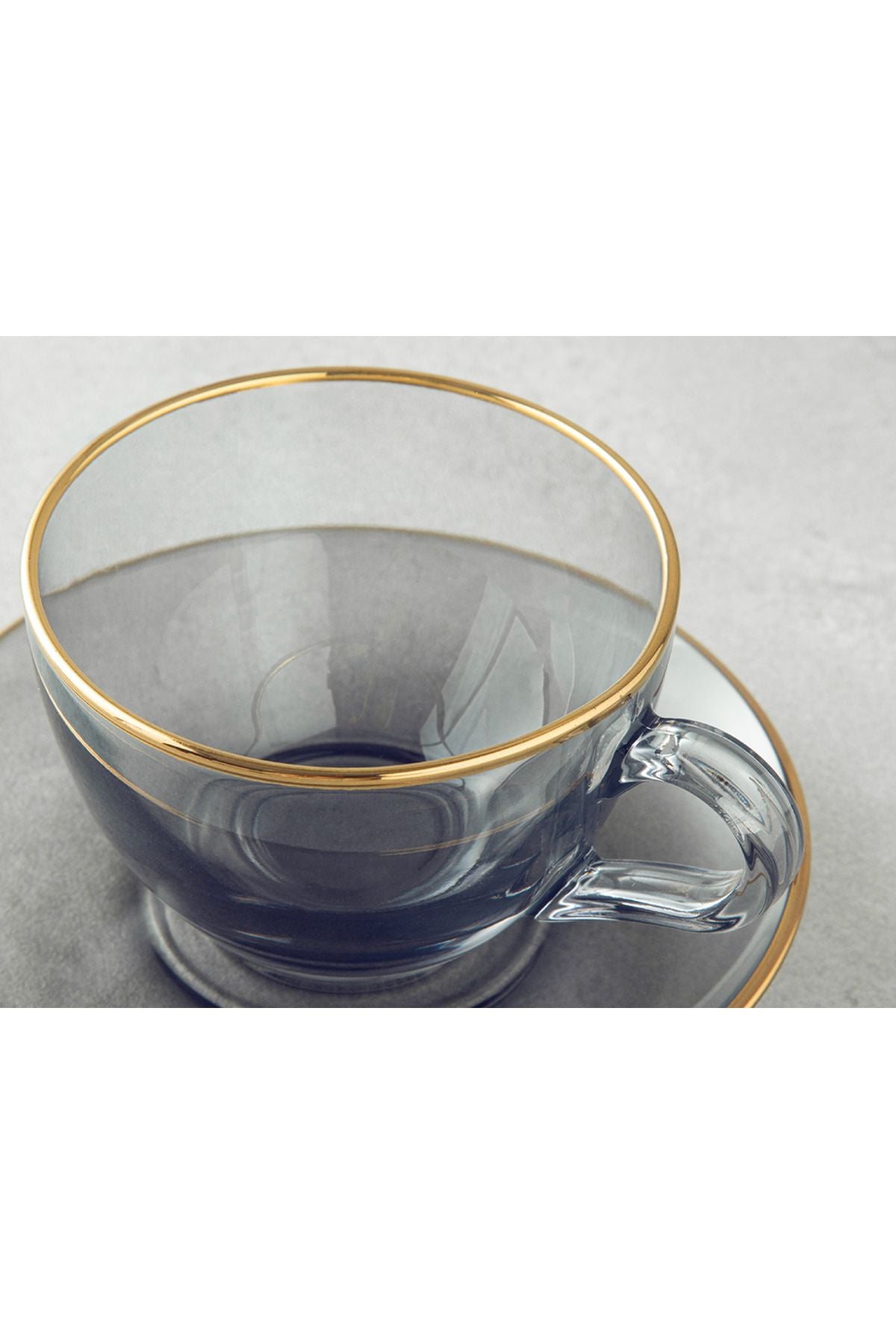 Blaze Glass 4 Piece 2 Seater Tea Cup Set Black