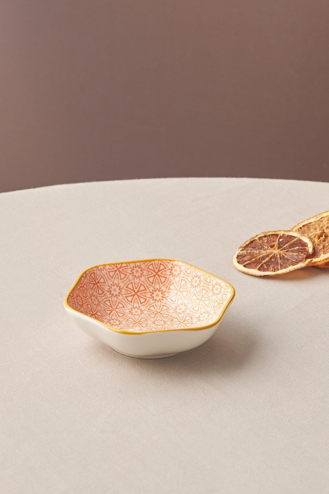 Floral Orange Hexagon Snack Tray 10 Cm