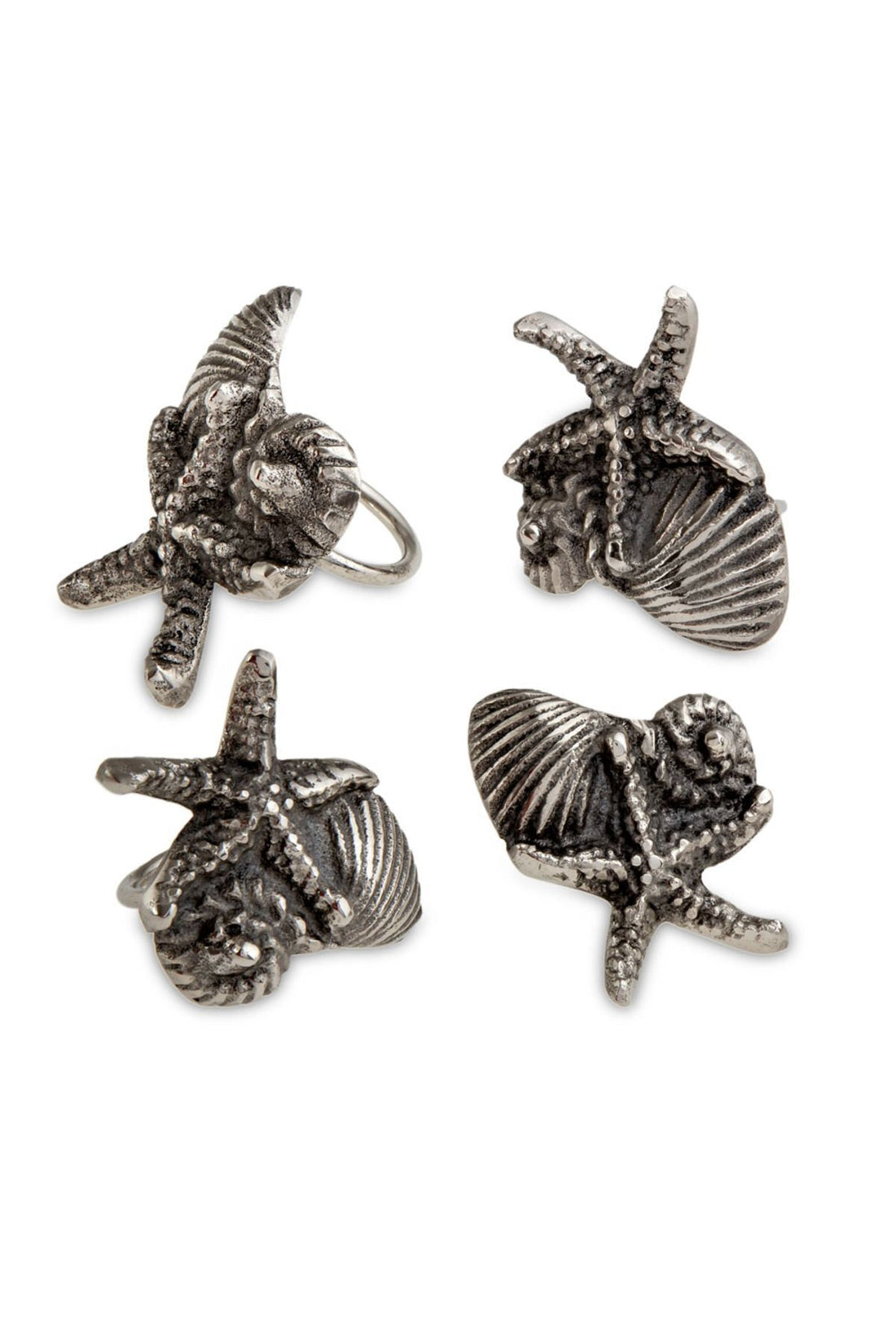 Deep Sea Starfish And Shell 4-Piece Napkin Ring