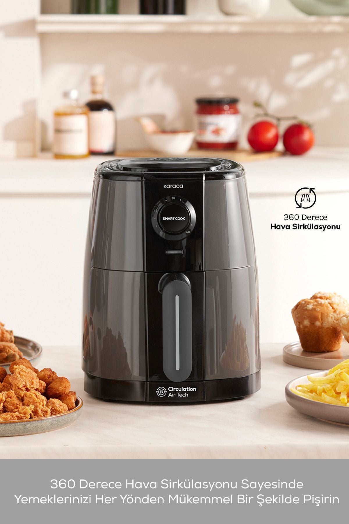 Smart Cook Compact Airfryer Space Grey 2 Seater with Time Adjustment Up to 60 Minutes