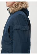 Navy Blue Long Parka Regular Fit/Regular Fit with Fur Collar 0110105-70490