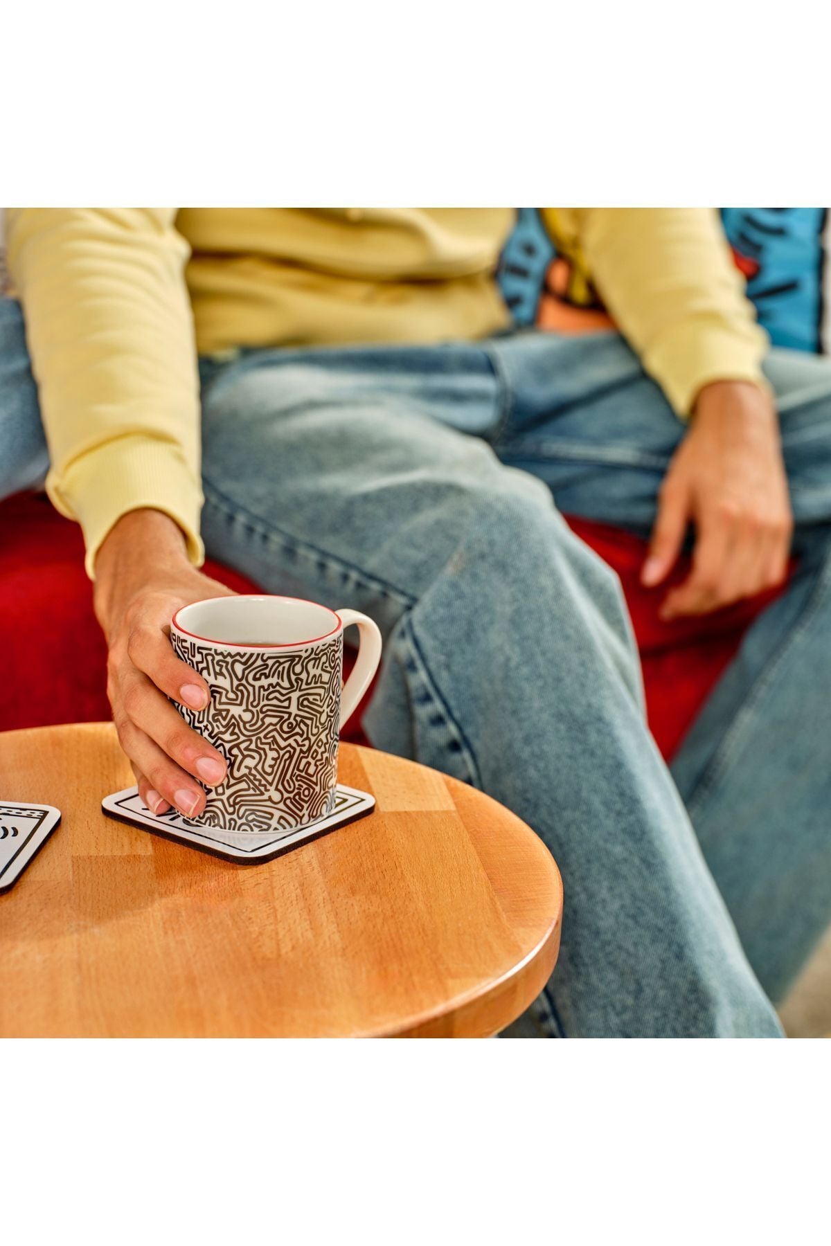 Keith Haring Cartoon Porcelain Mug Black (390 cc)