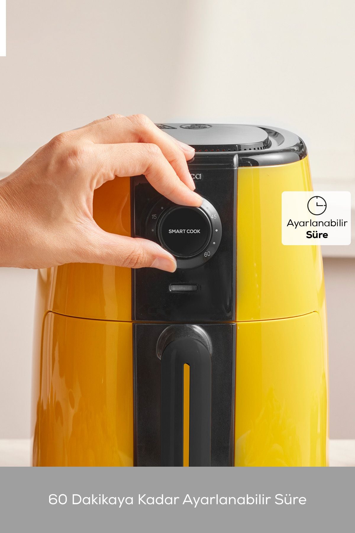 Smart Cook Compact Airfryer Yellow with Time Setting Up to 60 Minutes