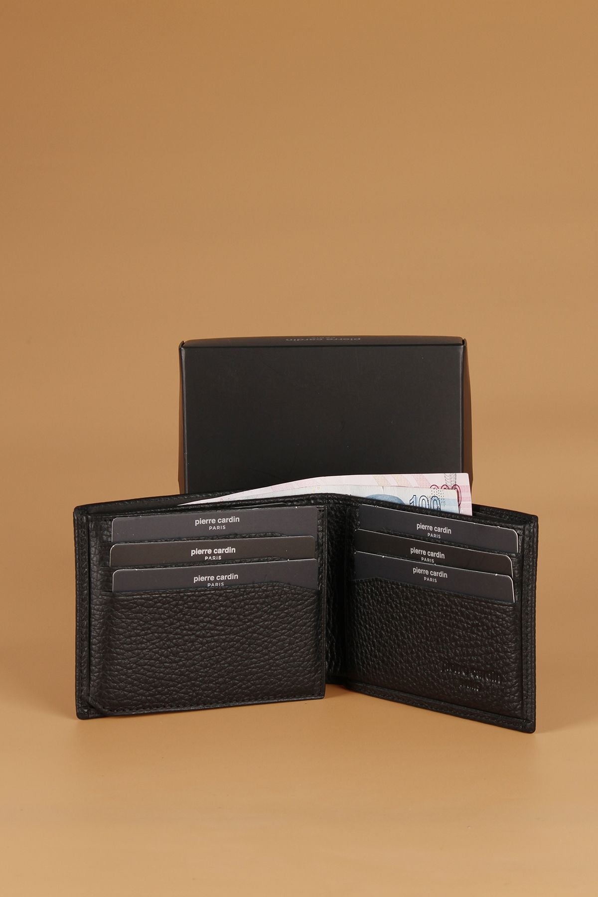 3234 Genuine Leather Men's Wallet Card Holder FLOTUR-BLACK