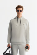 Erkek Gri Kap����onlu Esnek Yumu��ak Doku ��nterlok Kuma�� Basic Regular Fit Sweatshirt B001101