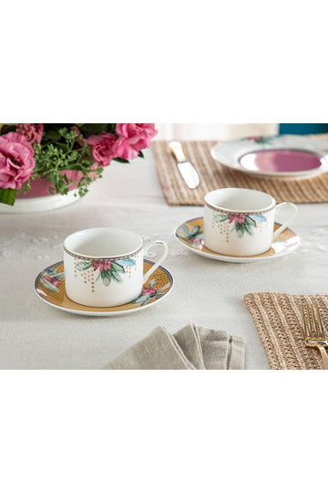 Protea New Bone China Set of 2 Tea Cups 220 Ml Mustard