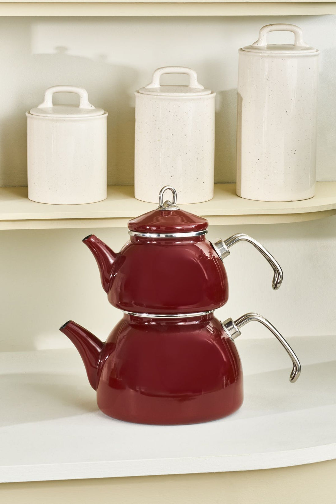 Erva Enamel Induction Base Midi Teapot Burgundy