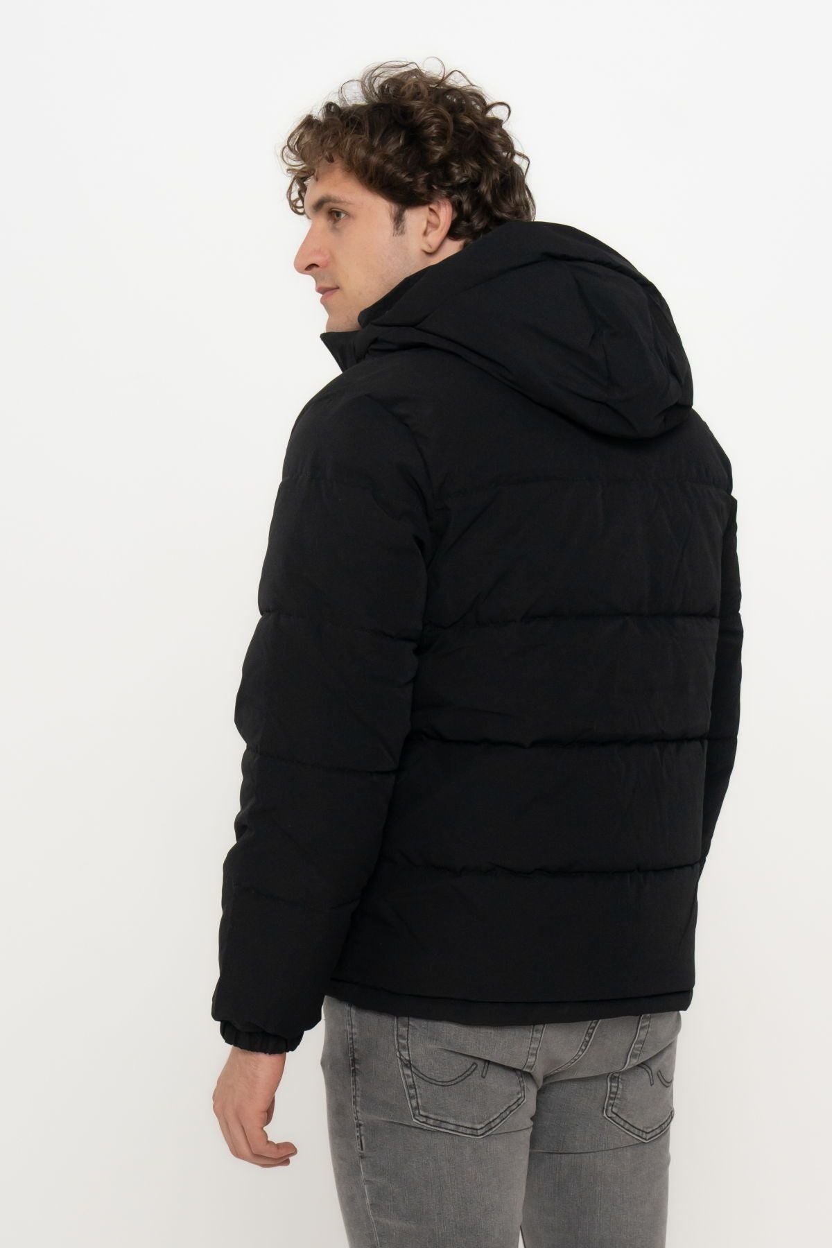 Men's Cappuccino Zipper Puffer Coat - Otto