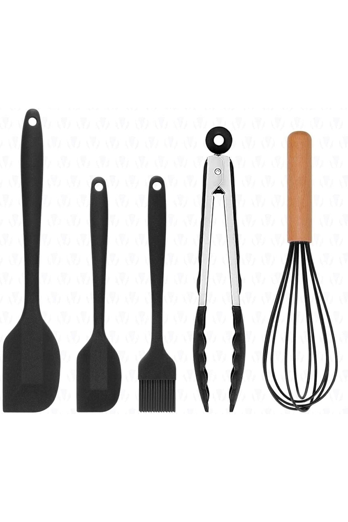 Fugazi Heat Resistant Fireproof Non-stick Silicone Spatula Set 5 Pieces Black