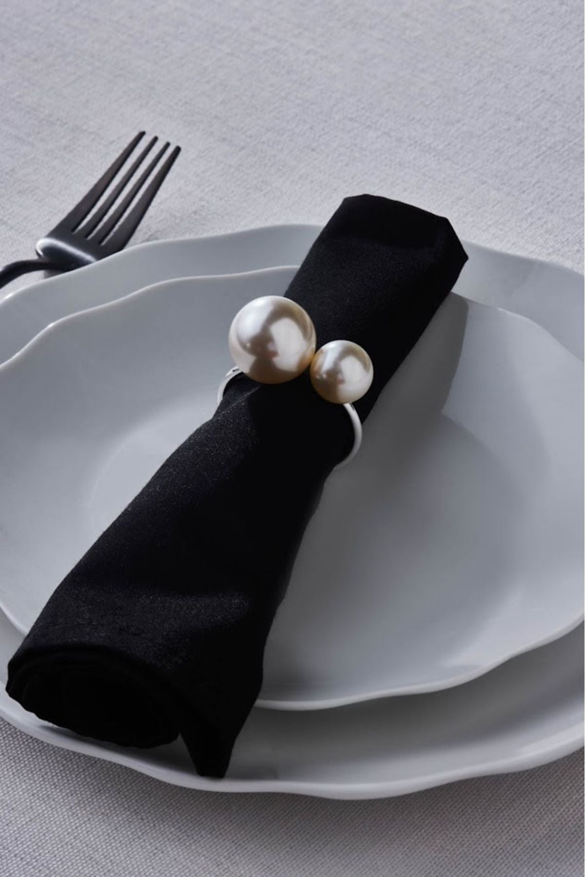 Karaca Pearl 2-Piece Napkin Ring Silver