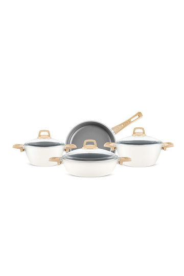 X Refika Birgül Swiss Crystal 7-Piece Cookware Set Creamy