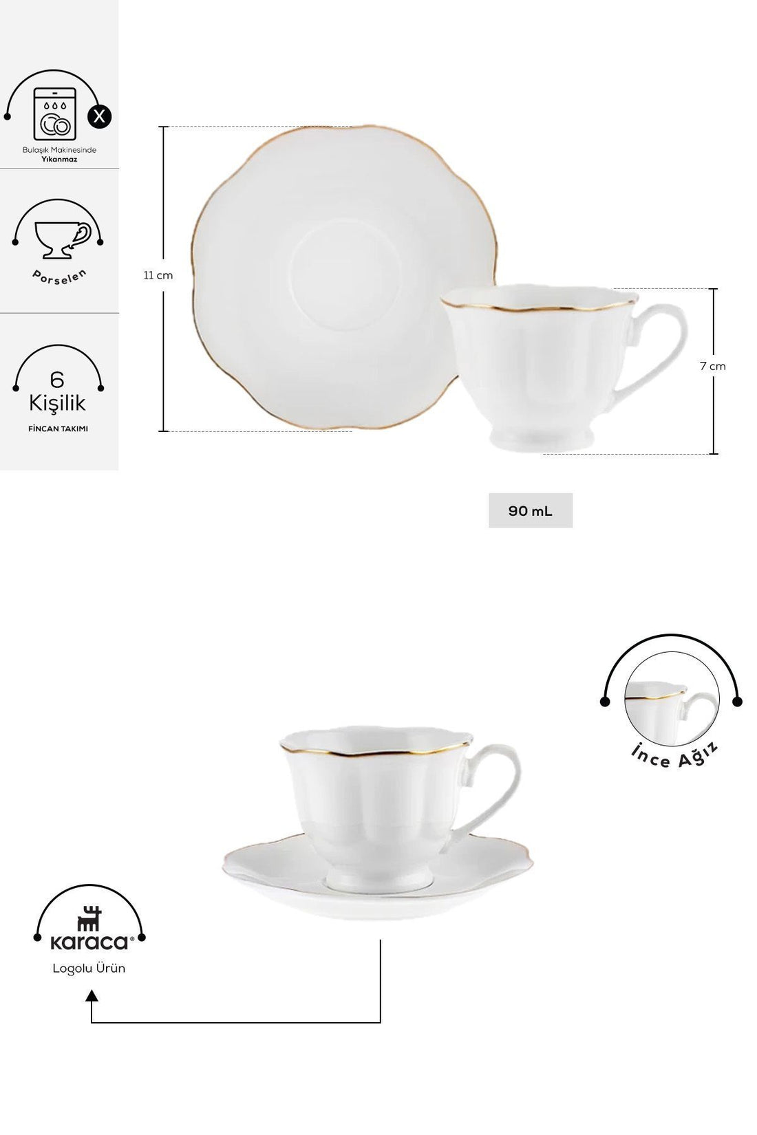 Bell 6 Person Coffee Cup Set 90 ml